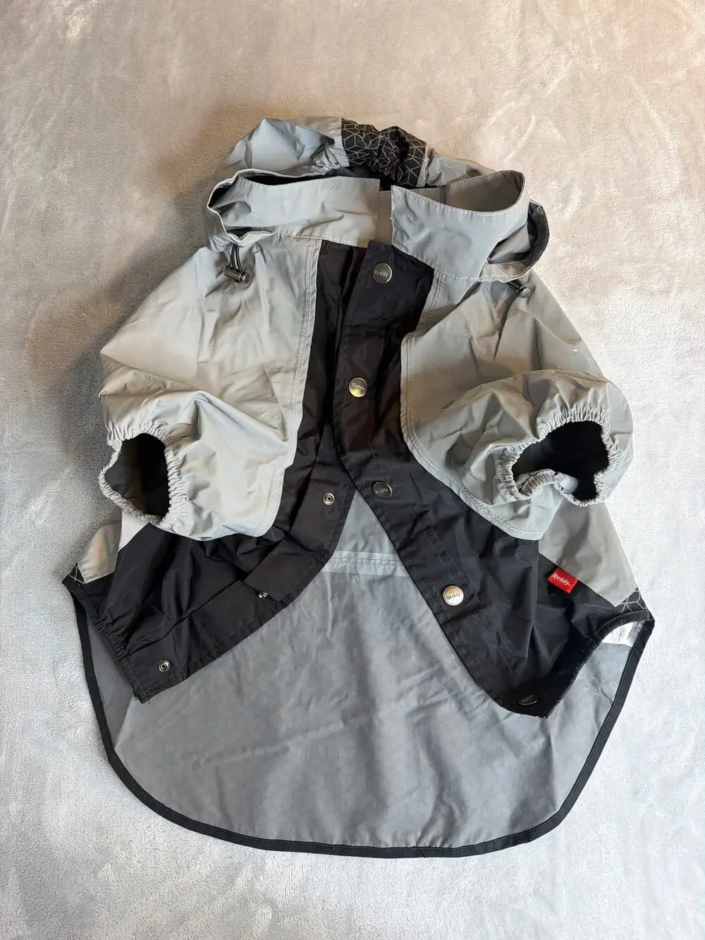 Reddy Reflective Waterproof Dog Rain Coat Jacket Colorblock Gray Black Size XL