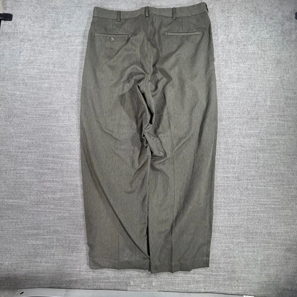 Unbranded Pleated Dress Pants Mens 37x27 Olive Green Gray Excellent Relaxed Fit‎