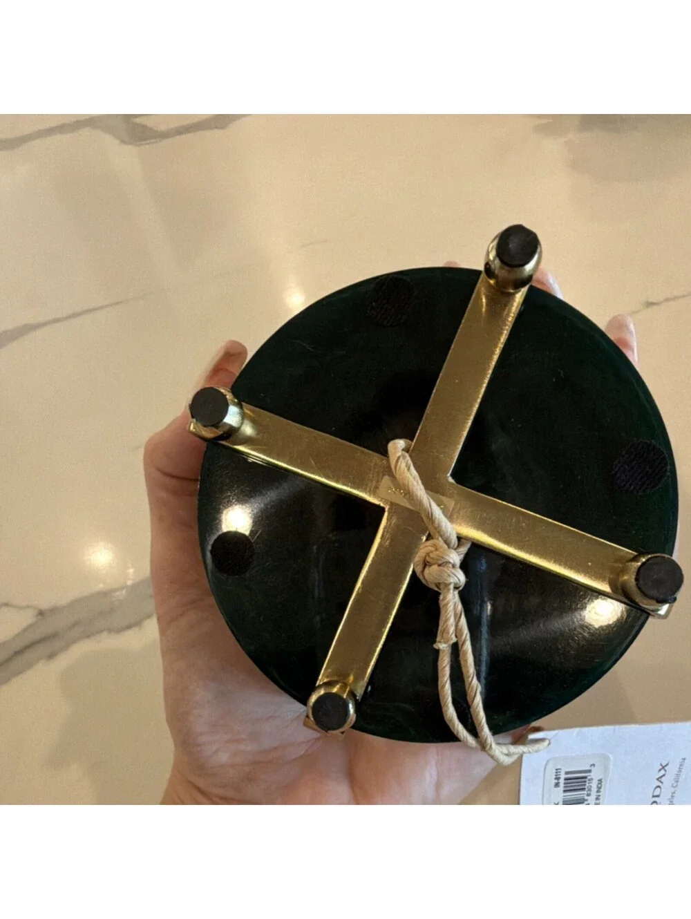 Zodax Green gold Marbled Coaster Set with Holder, 4 Piece REVOLVE MSRP $80