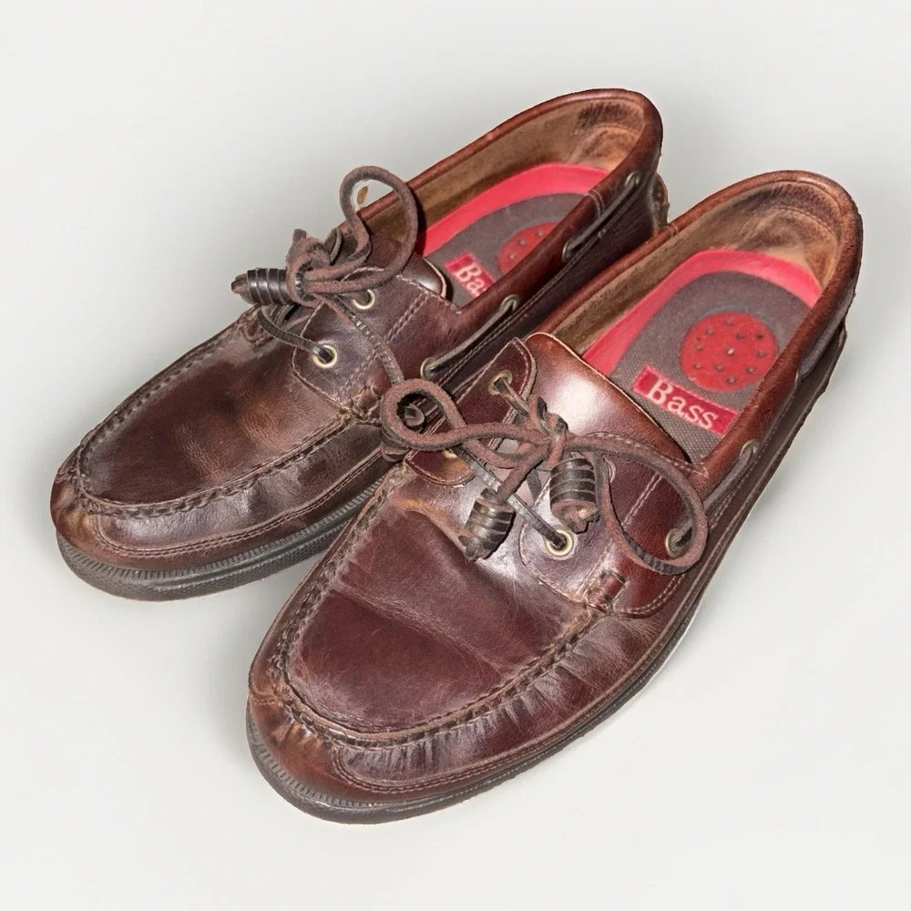 Bass Harry II Men's Size 11 M Shoes Dark Brown Leather‎ Loafers Boat