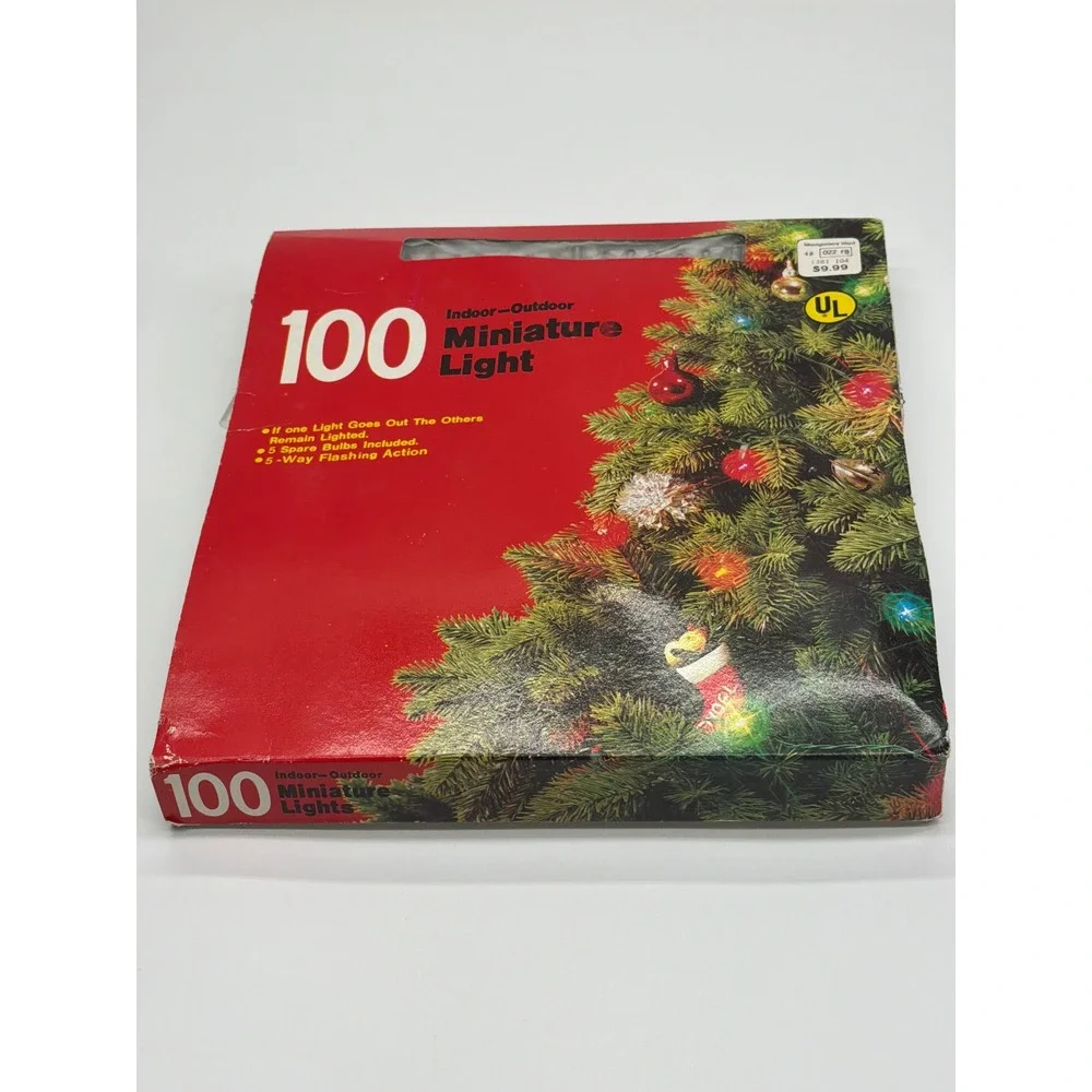 Montgomery Ward Vintage 100 Miniature Christmas Lights Multi‎ Color Flashing UL