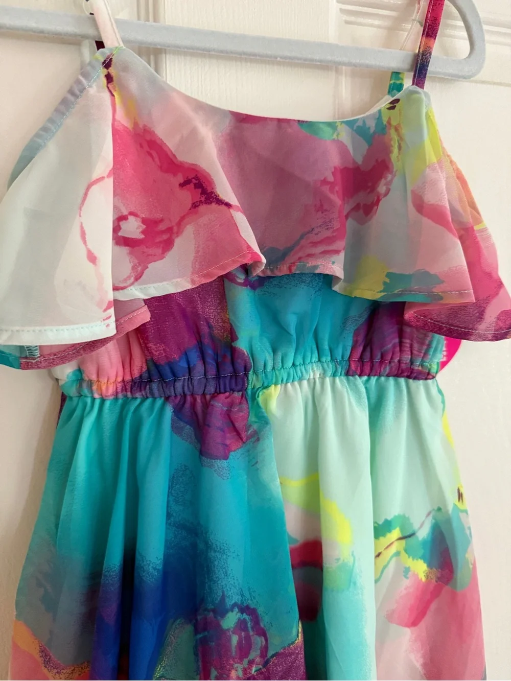 NWT Children’s Place watercolor ruffle dress, Size 4