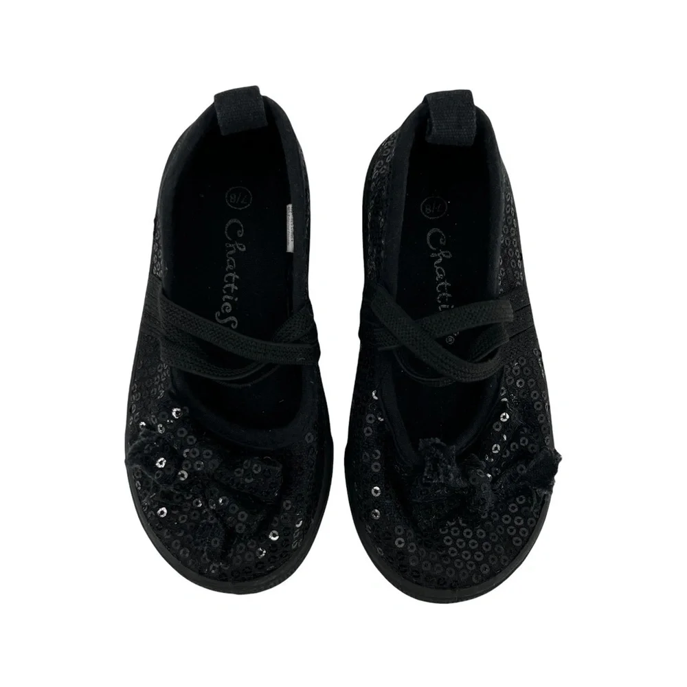 Chatties Black Sequin Shimmer Ballet Flats Size 7/8 Toddler Girl’s
