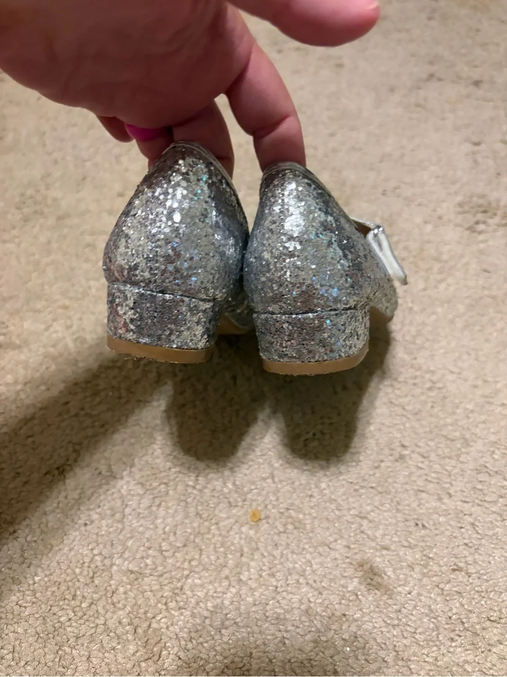Dream Pairs Silver Glitter Mary Jane Shoes with Pearl Bow