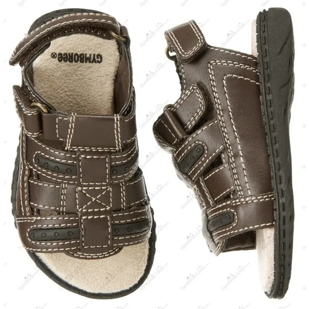 Gymboree Boys Sandals Size‎ 3 Summer Guy Fisherman Brown Black Shoes