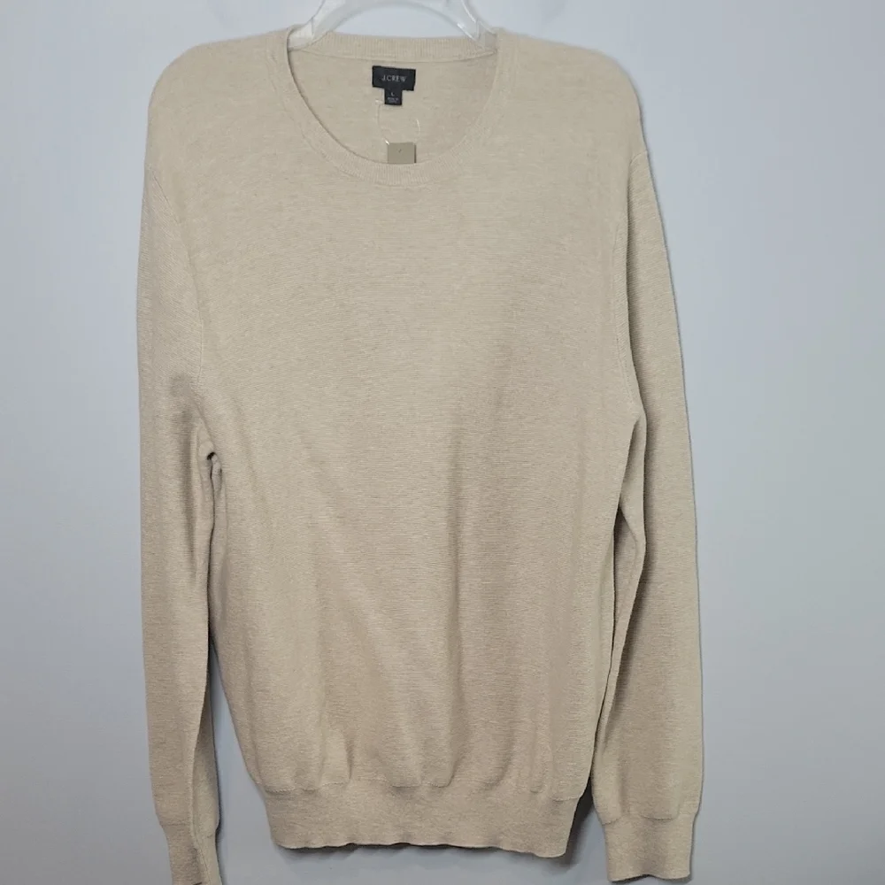 J.Crew crewneck Men's Cream All Cotton Sweater size Large