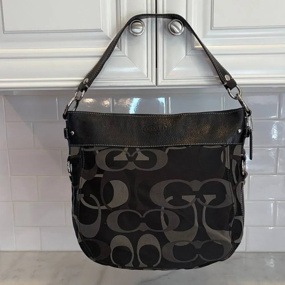 Coach Bag Purse Handbag Y2K Pocketbook Zoe Black and Gray Signature Tote