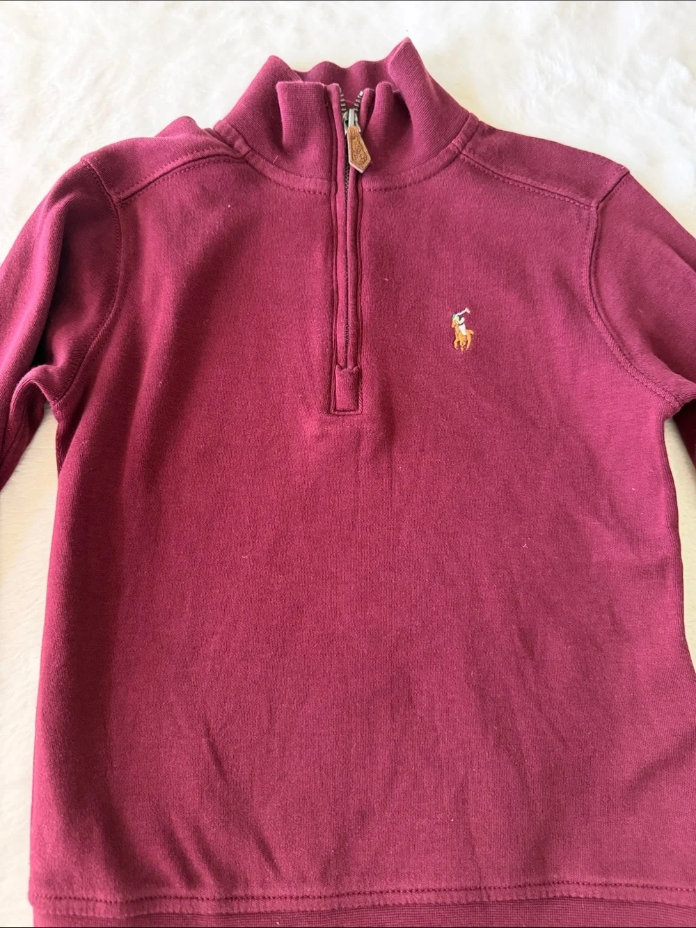 Ralph Lauren Boys Burgundy Half-Zip Mock Neck Sweater