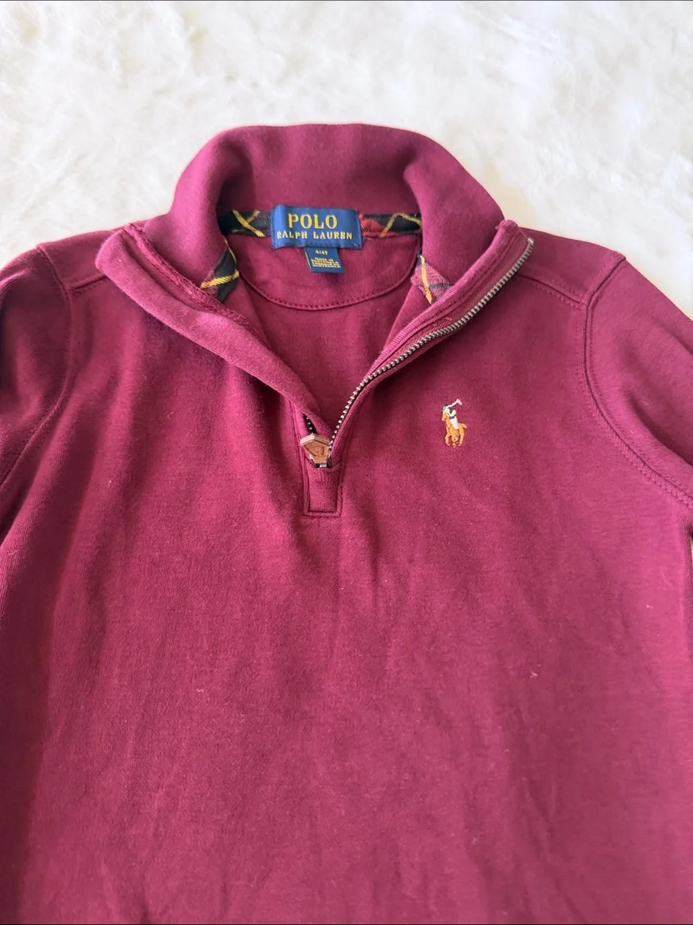 Ralph Lauren Boys Burgundy Half-Zip Mock Neck Sweater