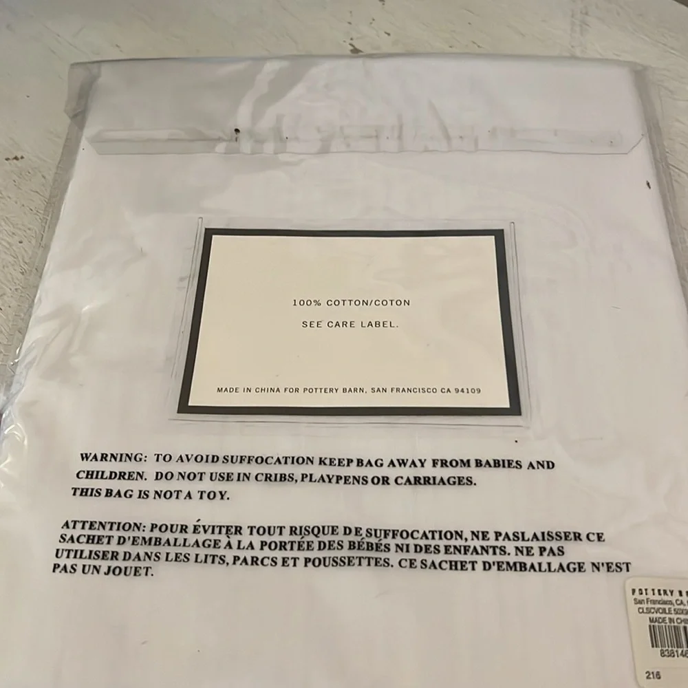 NWT Pottery Barn Voile Drape curtain 50” x 96” pole pocket