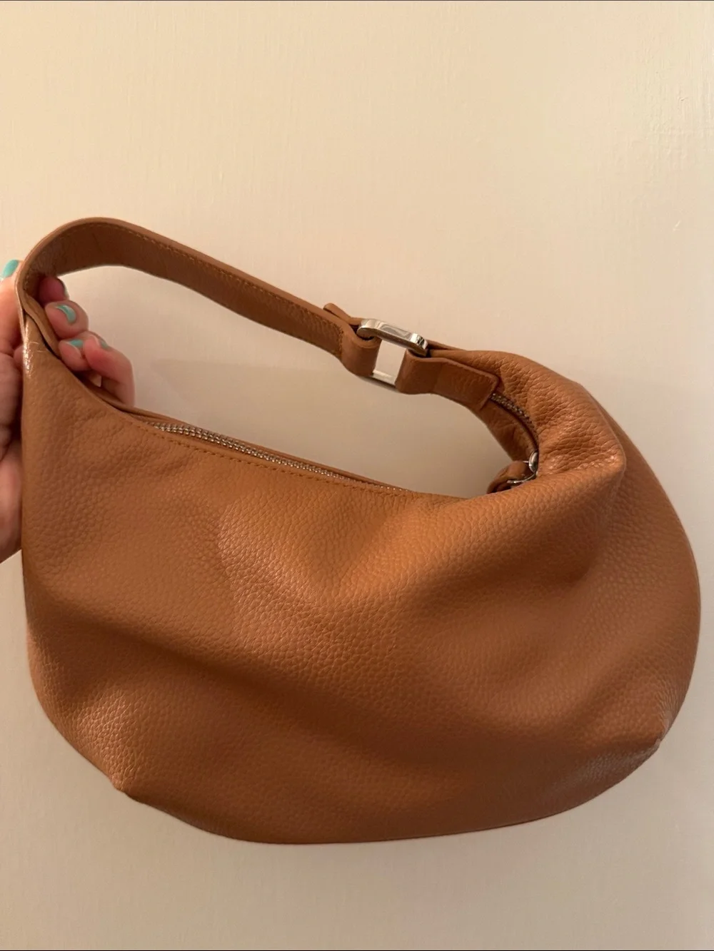 Brown Leather Hand Bag - Mango