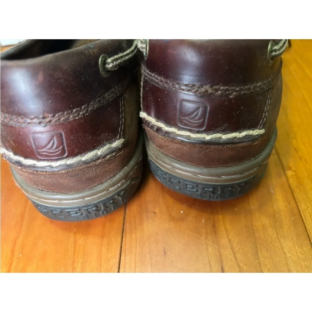 Sperry Men's Brown Two-Tone Leather & Canvas Boat Shoes