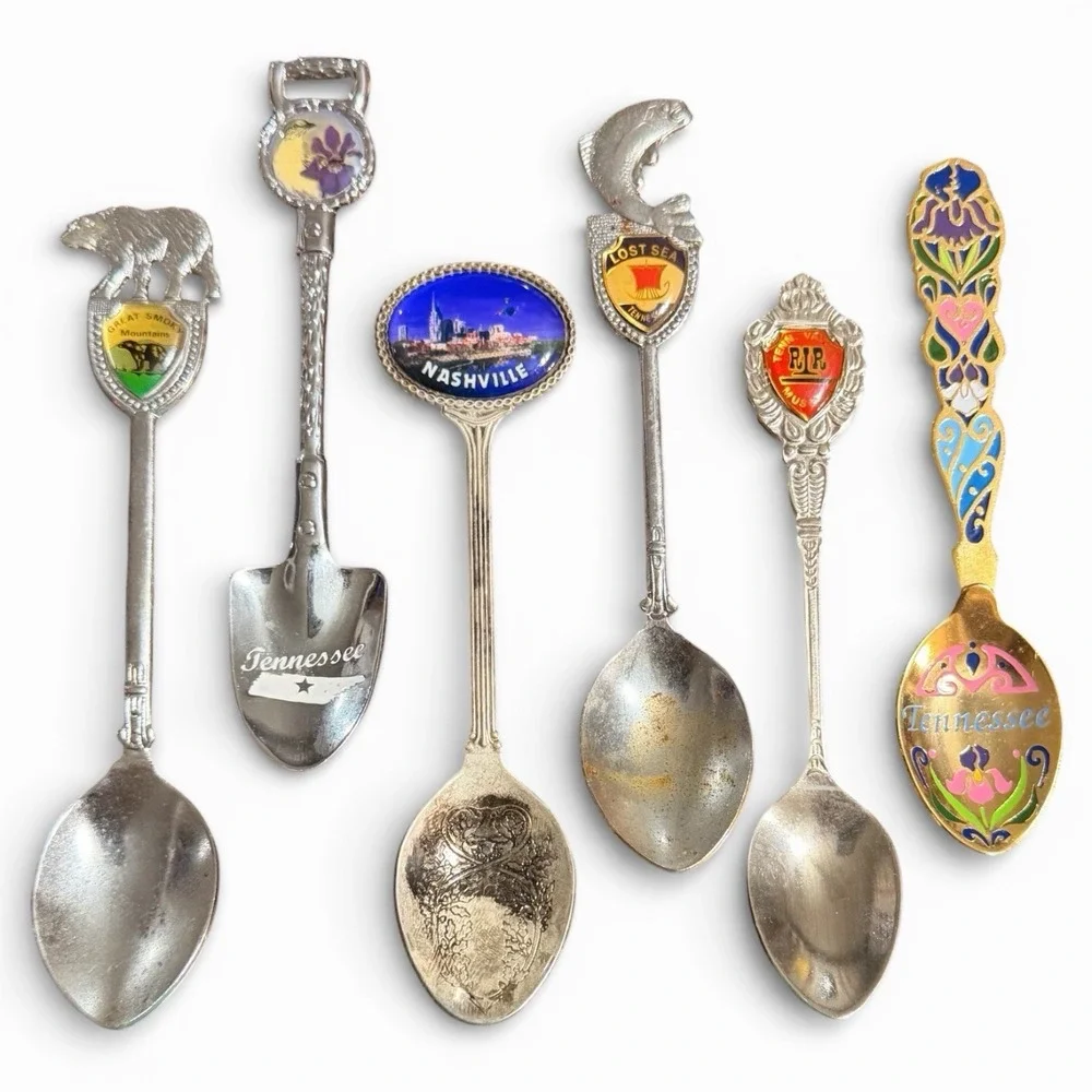 Vintage Tennessee‎ Souvenir Spoon Lot Nashville Smoky Mountains Railroad 6pc