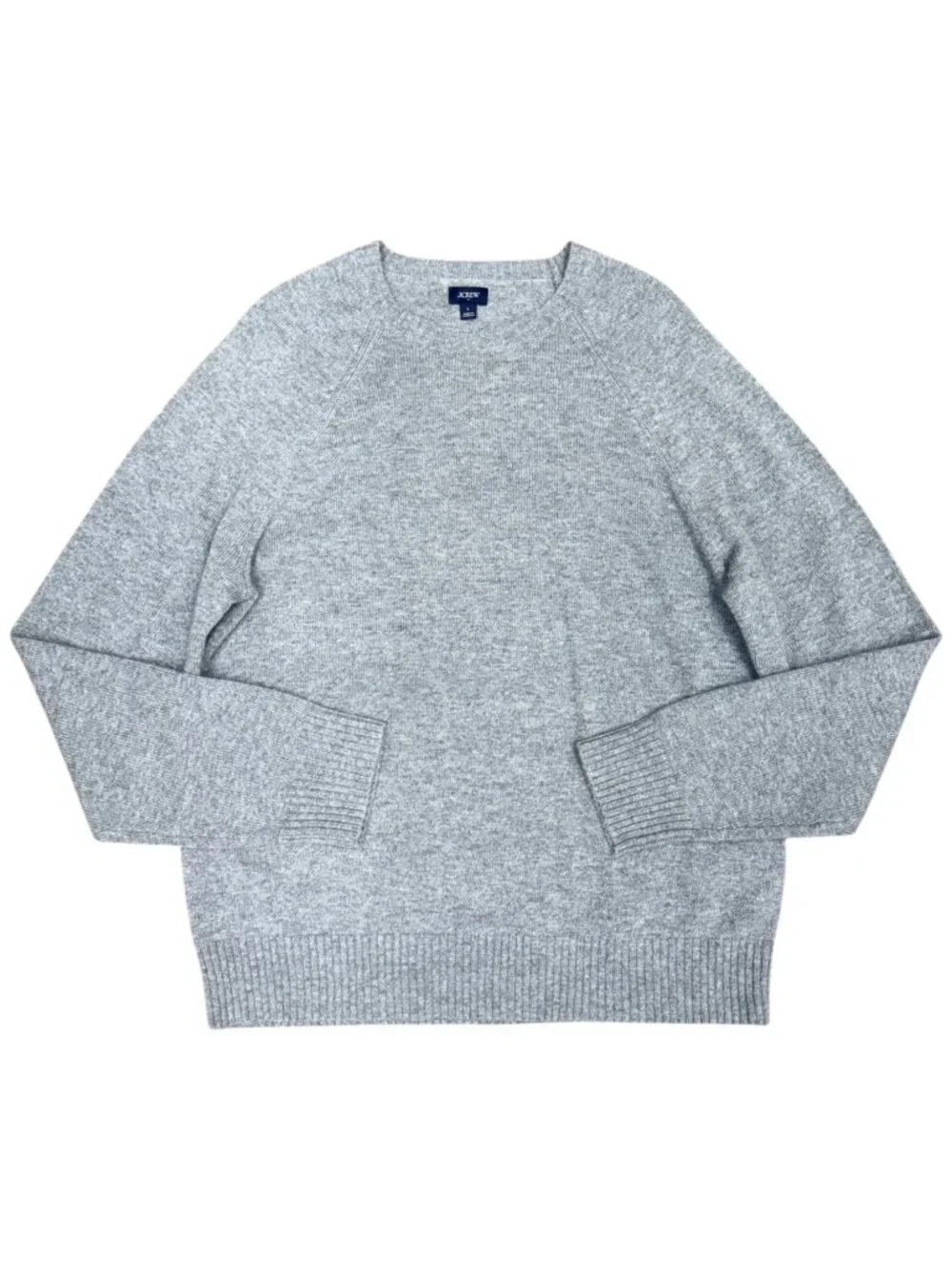 J. CREW‎ Men's EUC Lamb's Wool Blend Crewneck Raglan Sweater Gray | Size L