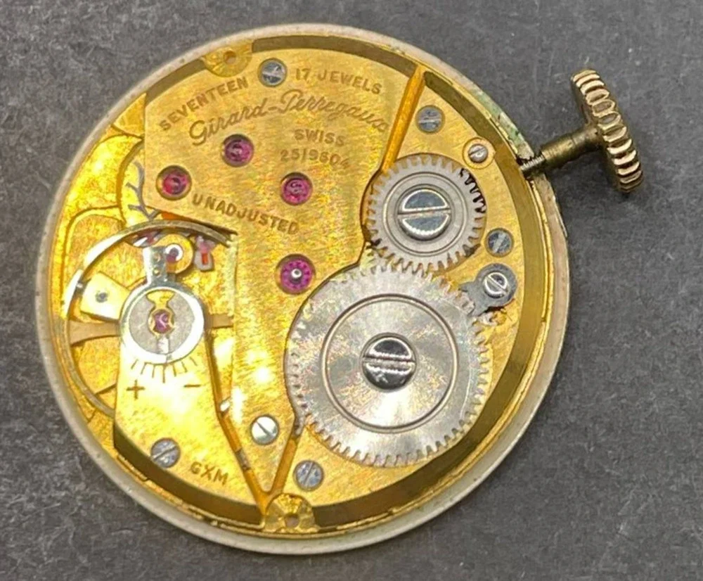 Girard Perregaux Vintage Watch Movement Dial Loose Crystal Stem Parts Repair