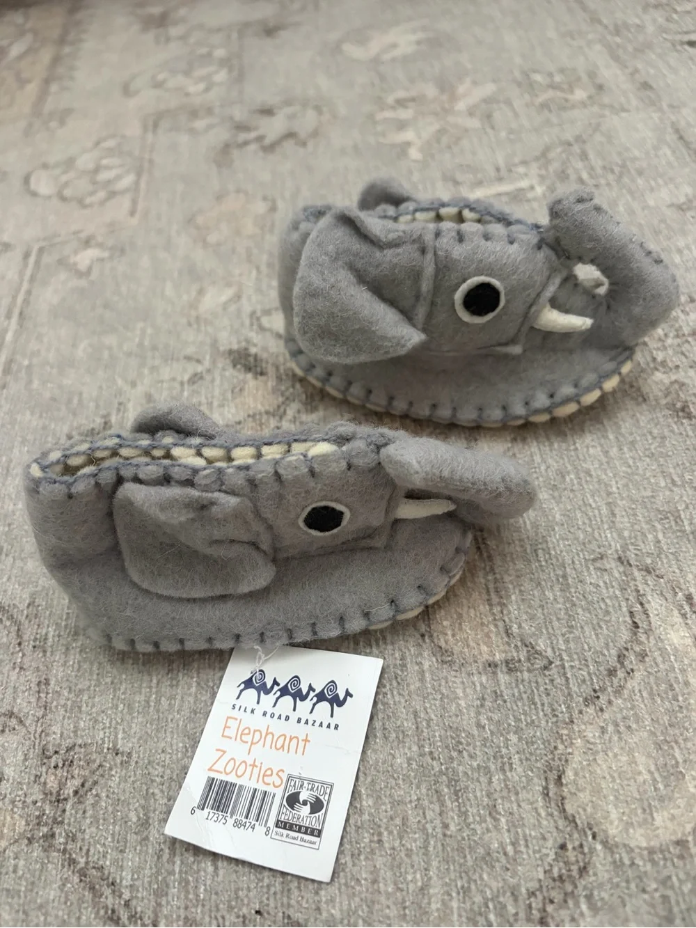 NWT Elephant Baby Zooties - Gray infant felt booties 0-12 months. So cute!
