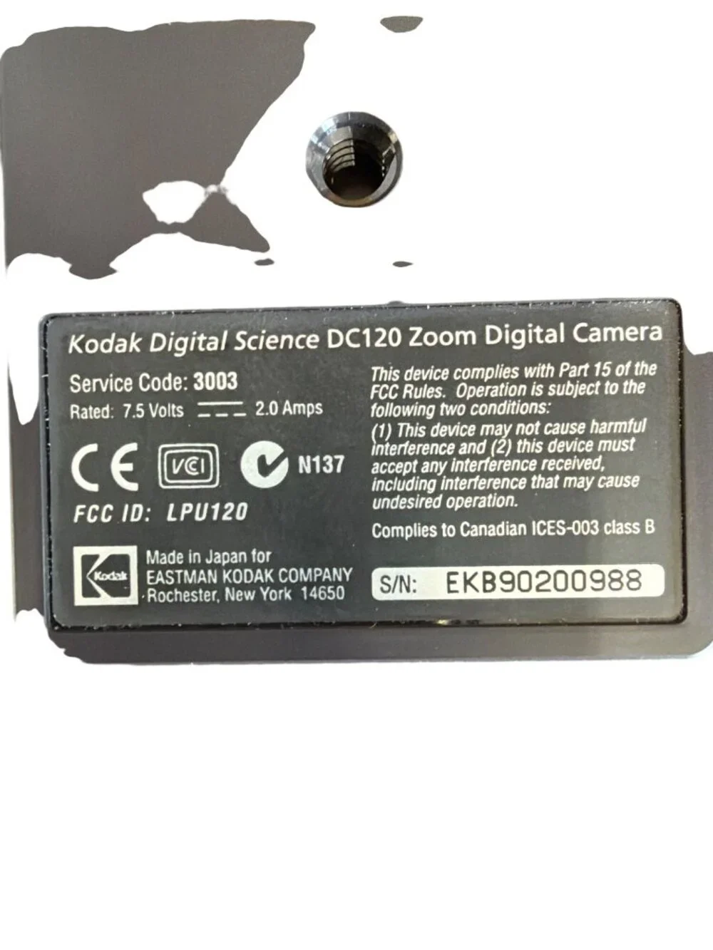 Kodak make or description