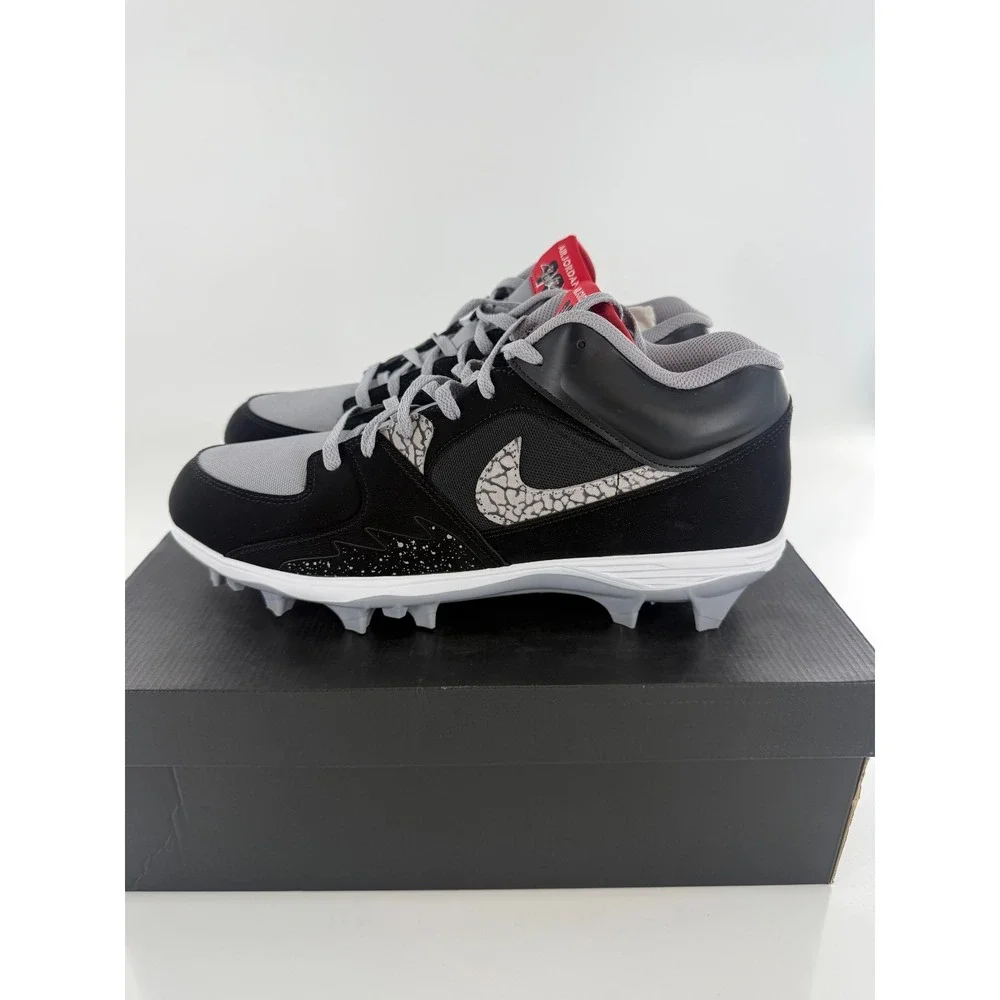 Jordan Stadium 90 Low TD Black Cement Football Cleats HQ0210-060 Mens Size 12