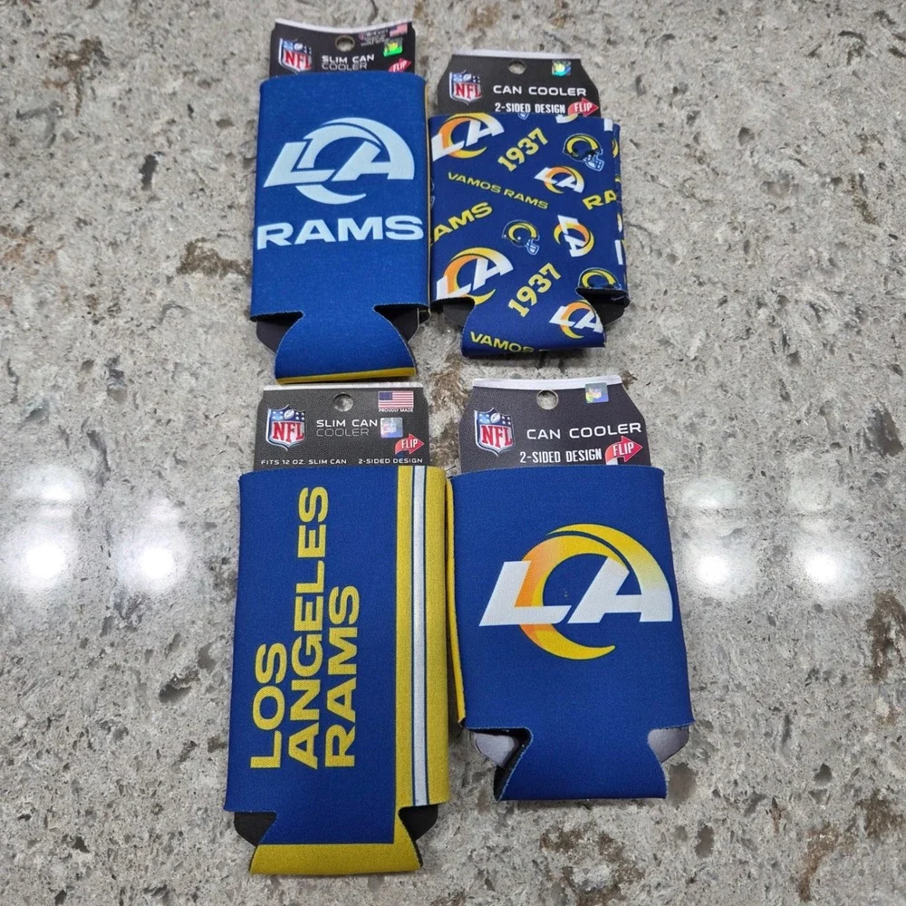 NWT Los Angeles Rams NFL 4 Pack Slim Can Coolers 2‎ Sided Football Fan Gear