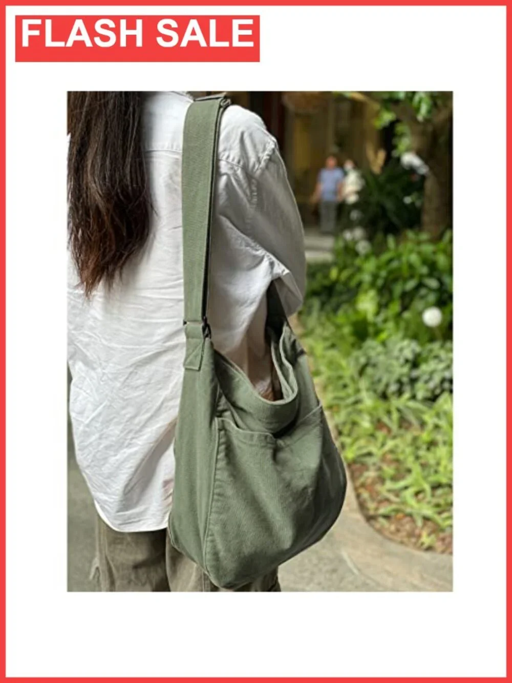 Canvas Hobo Crossbody Shoulder Tote Bag Multi-Pocket Casual Purse Messenger