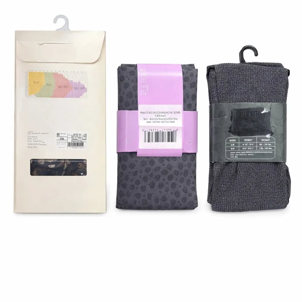Womens Tights Bundle 3 Pairs Floral Sheer Animal Print Textured Gray New