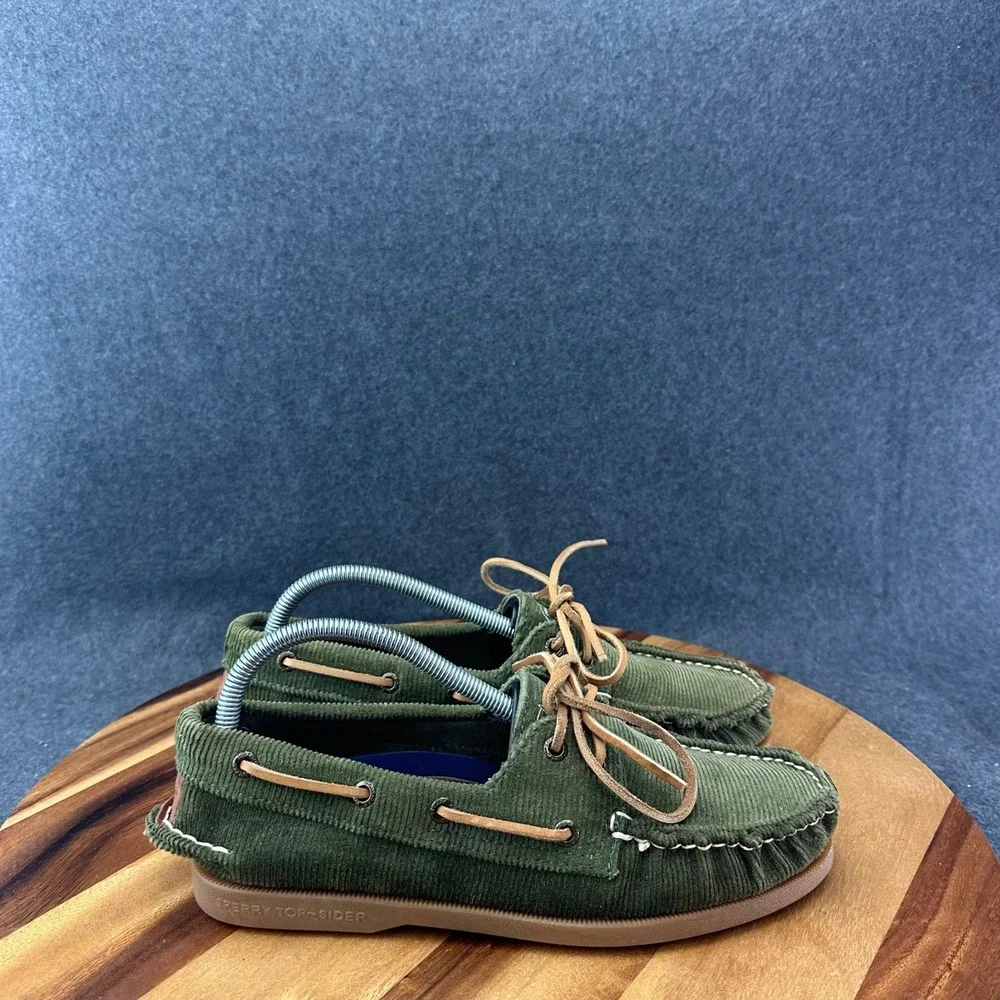 Sperry‎ Top-Sider Mens 7.5M Olive Green Corduroy Boat Shoes 10509851 Loafers