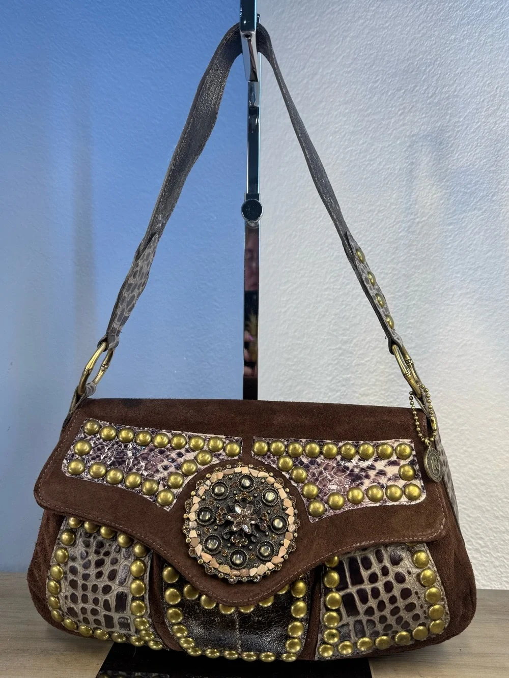 Leatherock USA Handcrafted Exotic Leather Studded Embellished Shoulder Bag