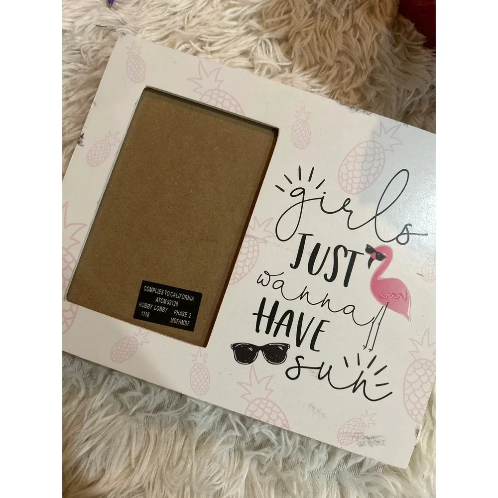 Hobby Lobby Girls Just Wanna Have Sun‎ Photo Picture Frame Pineapple Decor