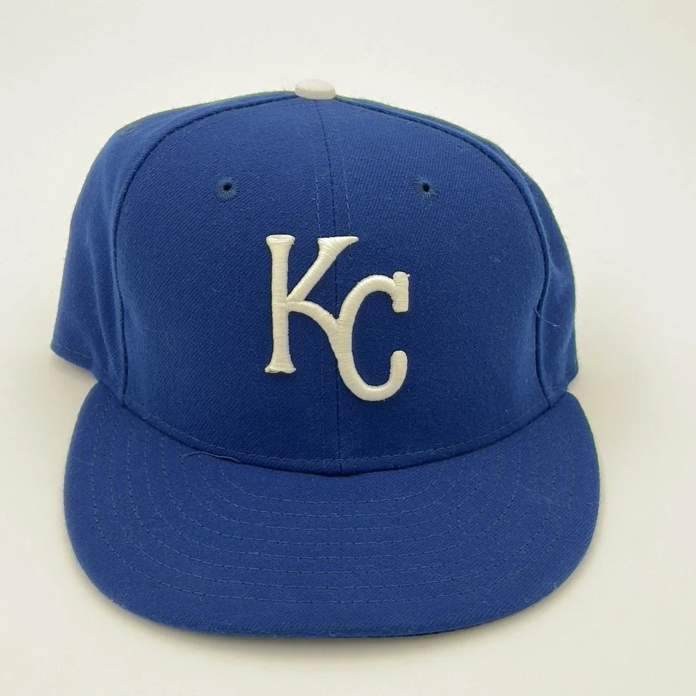 New Era Kansas City Royals Fitted Hat Blue MLB Baseball Cap Size‎ 7 1/4