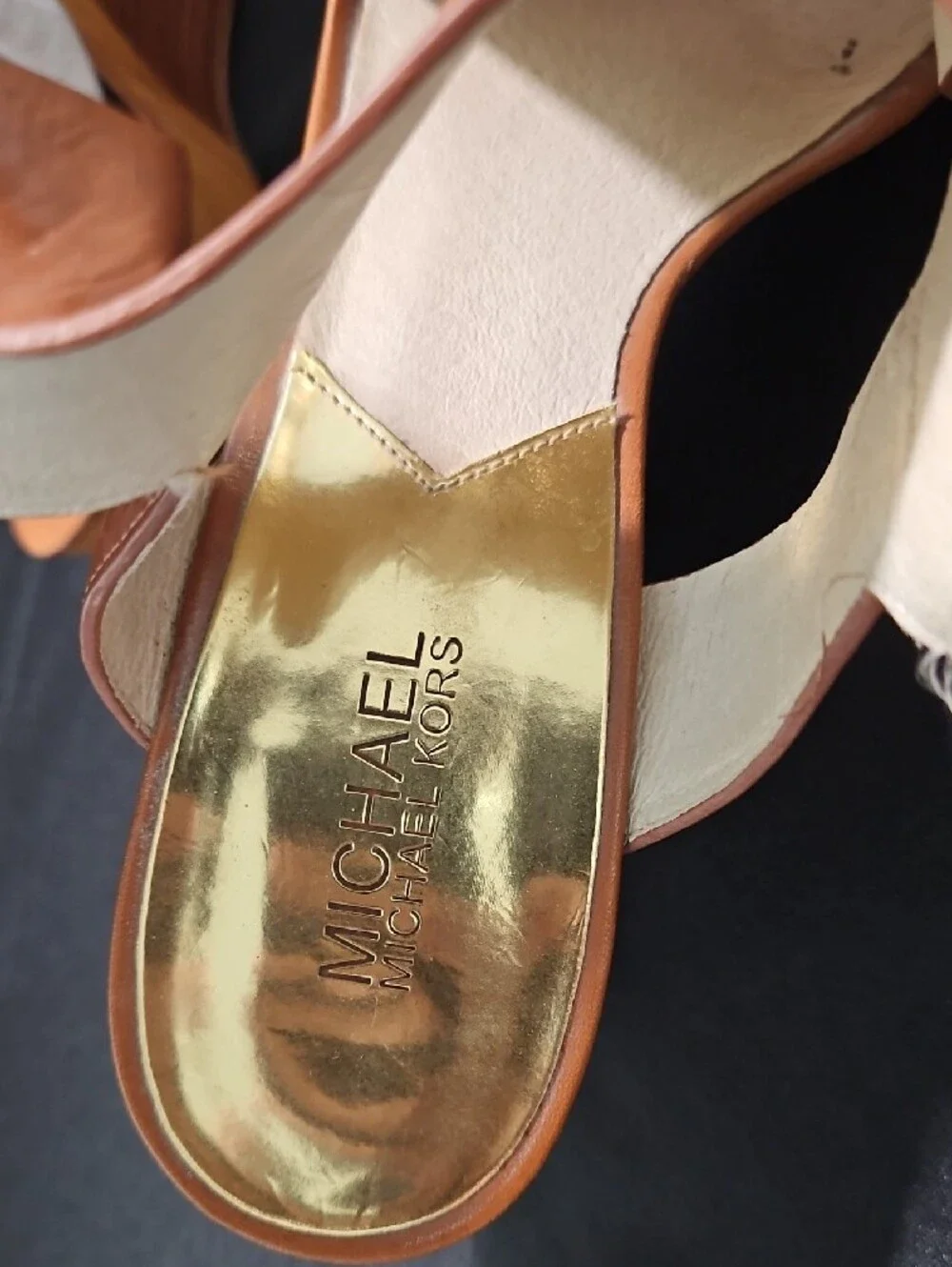 Michael Kors Tan Leather Platform Open-Toe Sandals