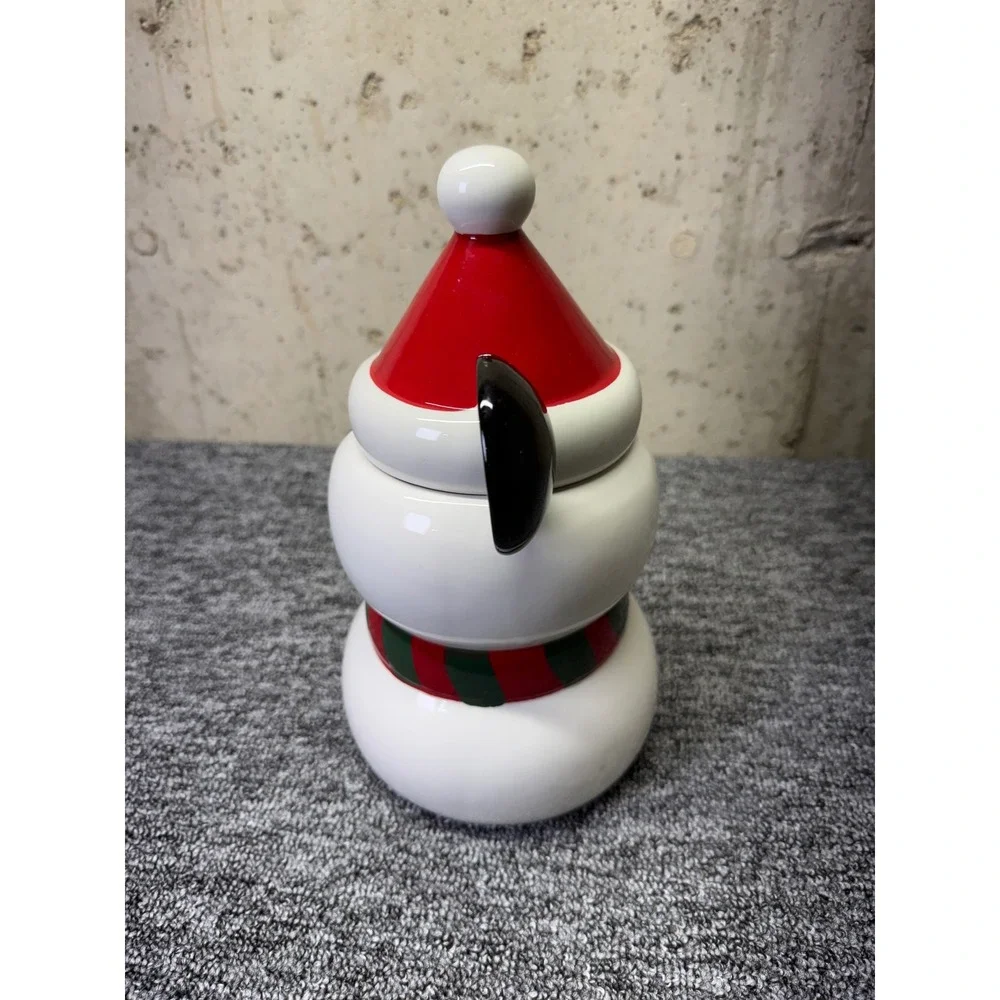 Disney Mickey Mouse Snowman Ceramic Holiday Cookie Jar Canister Zrike Brands 10