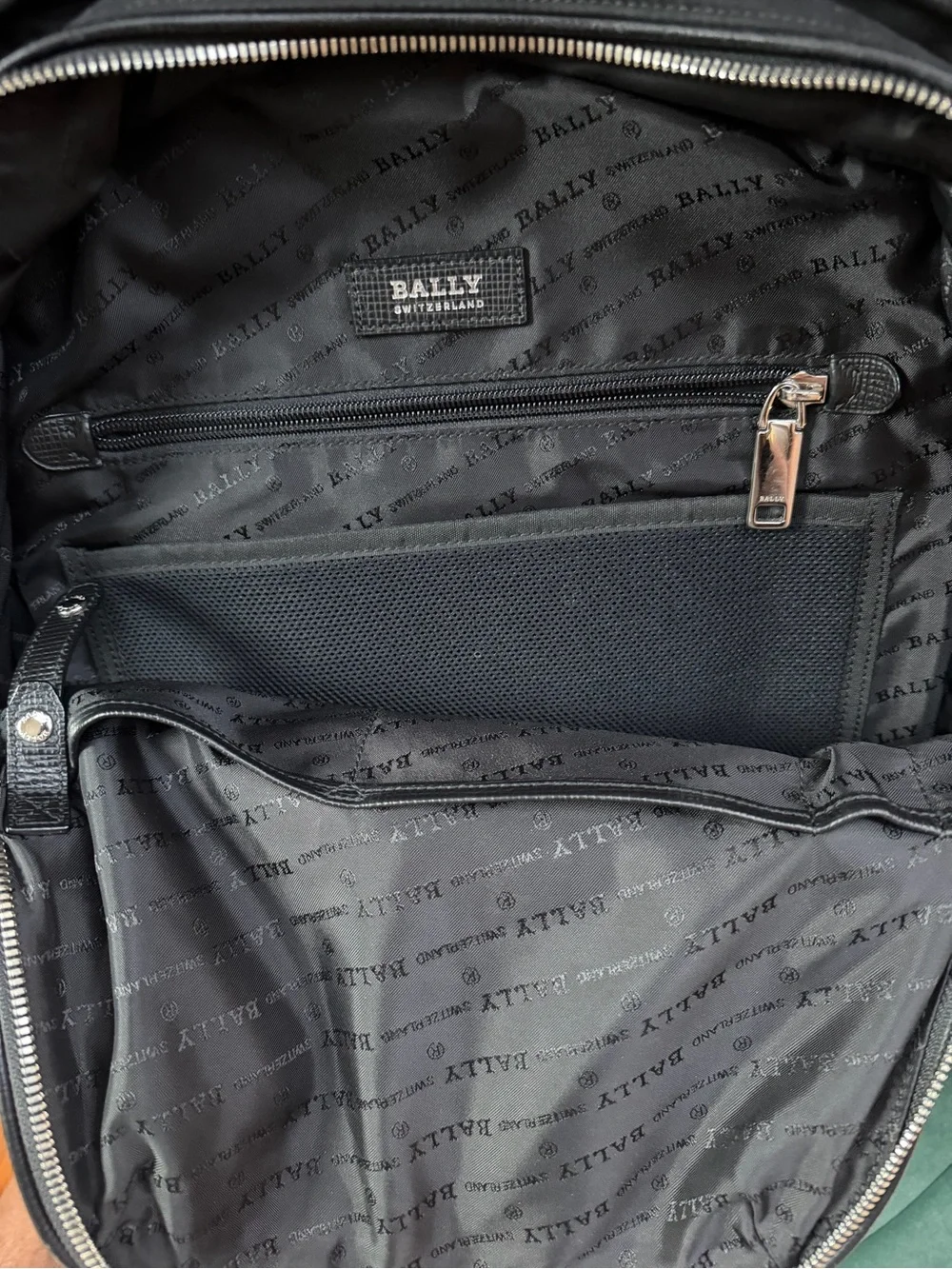 Bally Black Nylon Backpack with Red-Stripe Pull