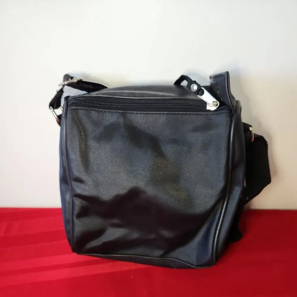 Vtg Black Nylon Crossbody Bag Utility Messenger Shoulder Star Multi-Pocket