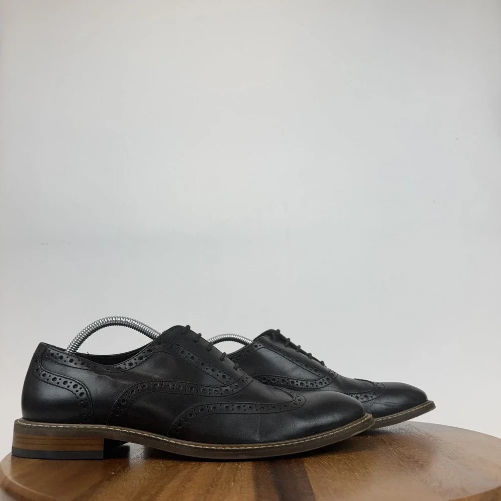 Mens Vince Camuto Lazzarp Black Leather Wingtip Comfort Casual Oxfords Size 10 M