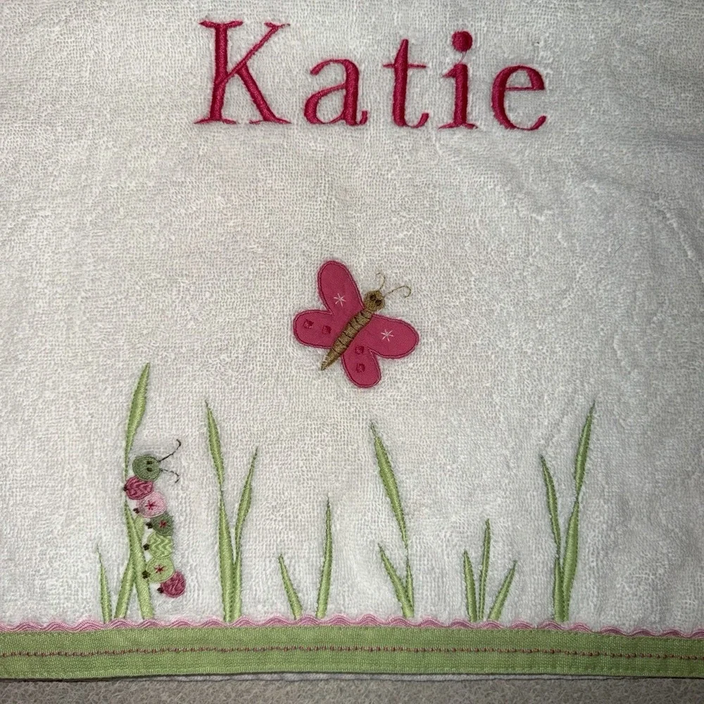 Pottery Barn‎ Kids Bath Butterfly Caterpillar Bath Towel Embroidered Name Katie
