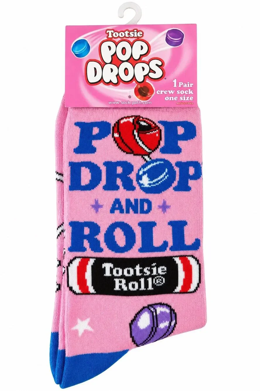 Tootsie Pop Drops Candy Crew Socks Pink Novelty Y2K Kitsch Unisex