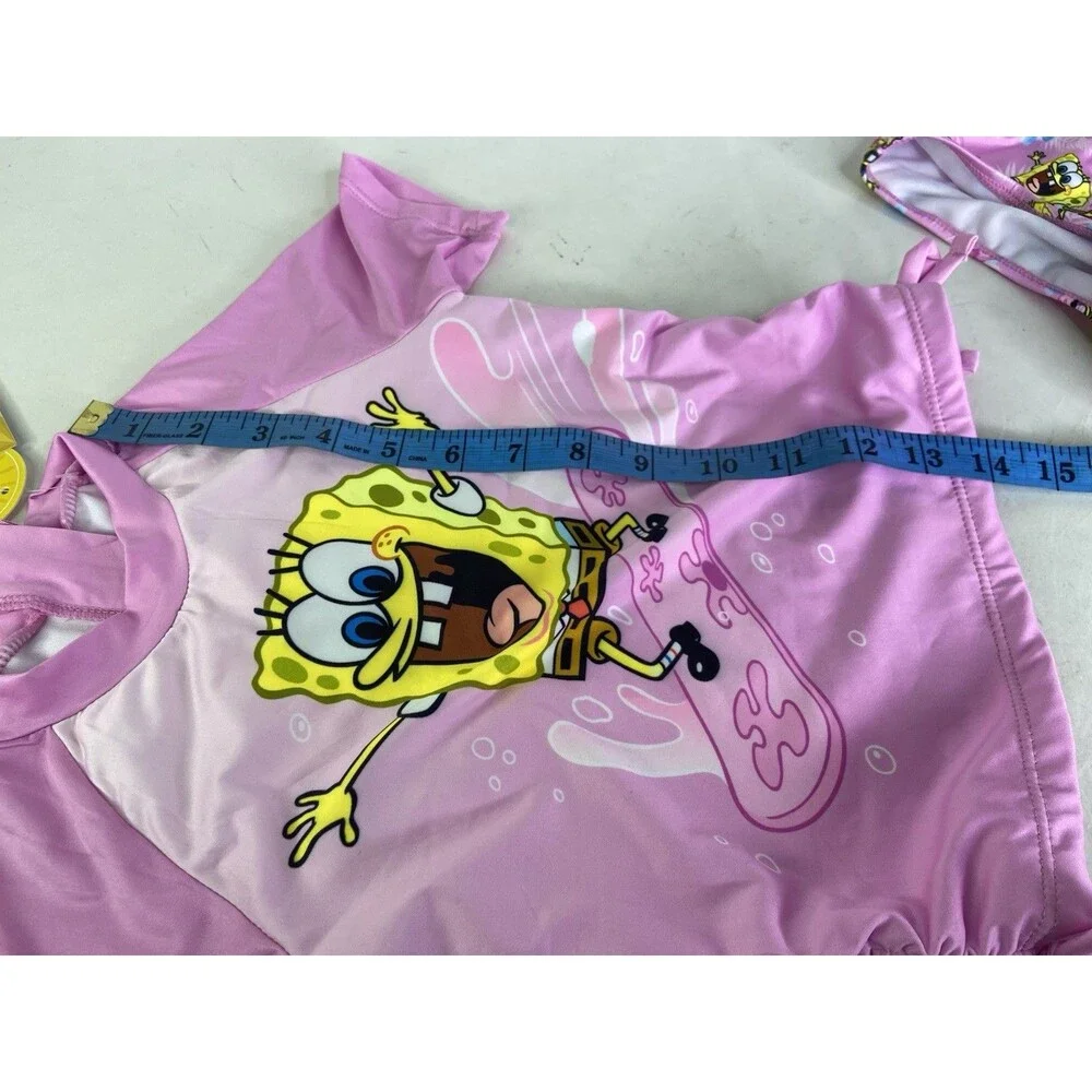 SpongeBob SquarePants 2 Piece Top and Bottoms Swim Set Swimwear Girls Size 5