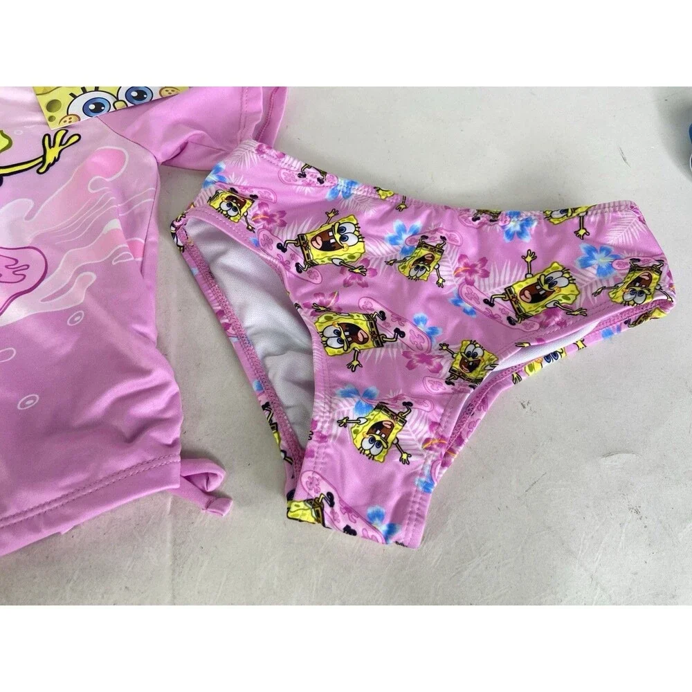SpongeBob SquarePants 2 Piece Top and Bottoms Swim Set Swimwear Girls Size 5