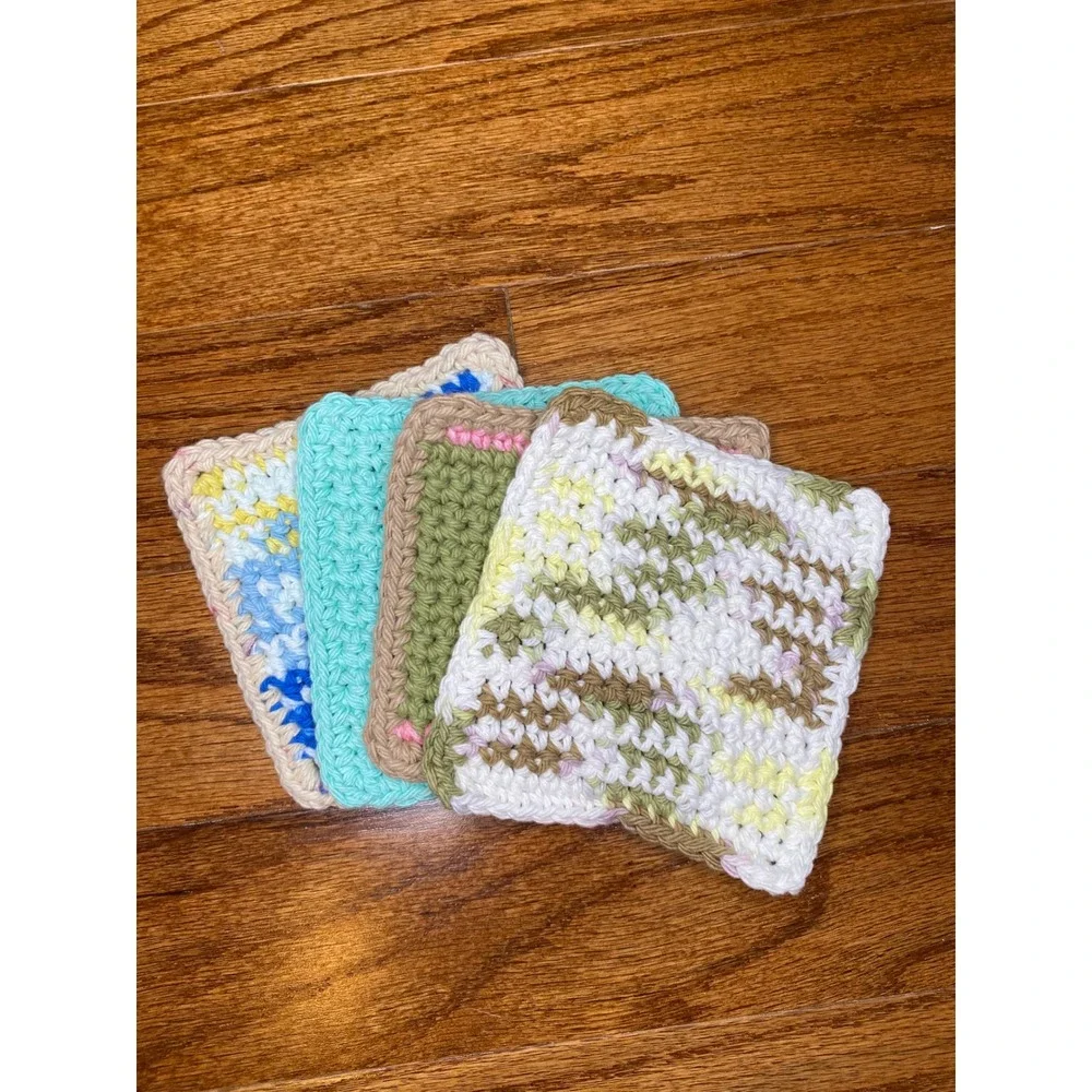 Set of 4‎ Handmade Crochet Face Cloths