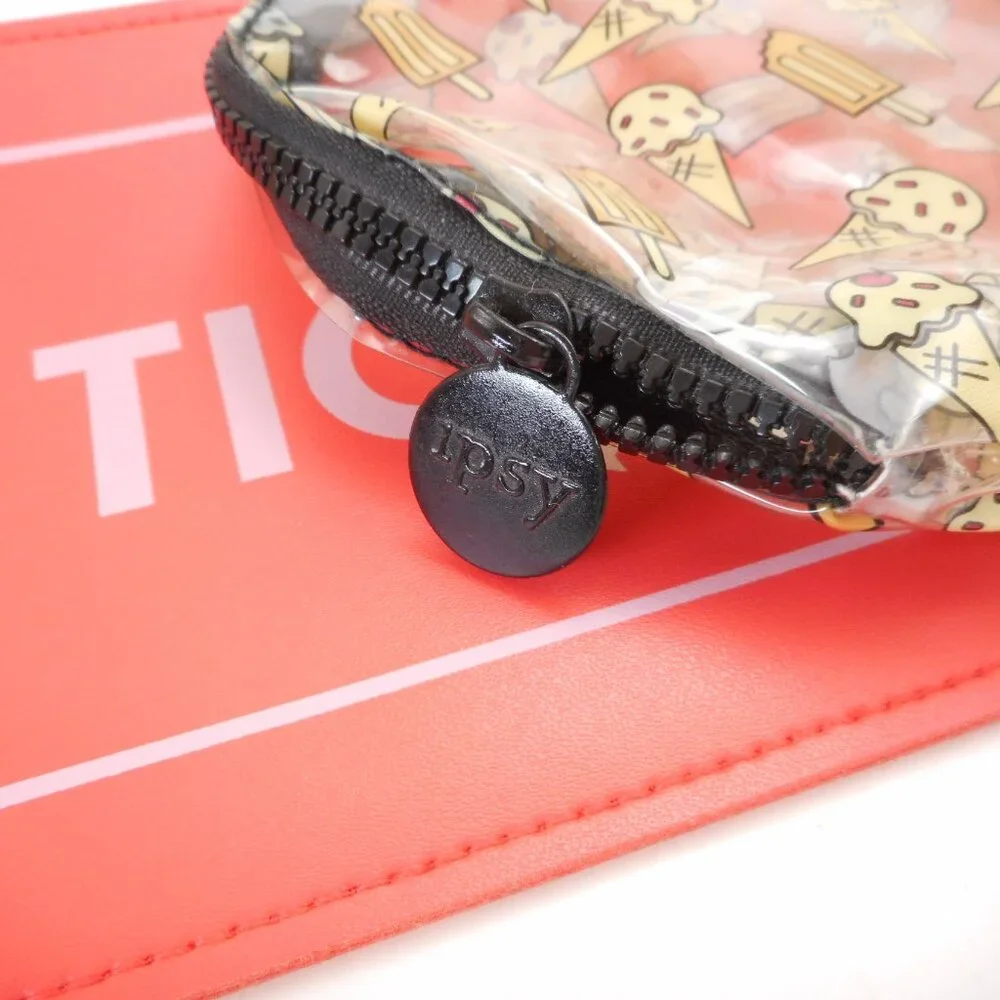 Lot of 4 Ipsy Zip Pouch Glam Makeup Bag for Cosmetics Ice Cream Power Moves