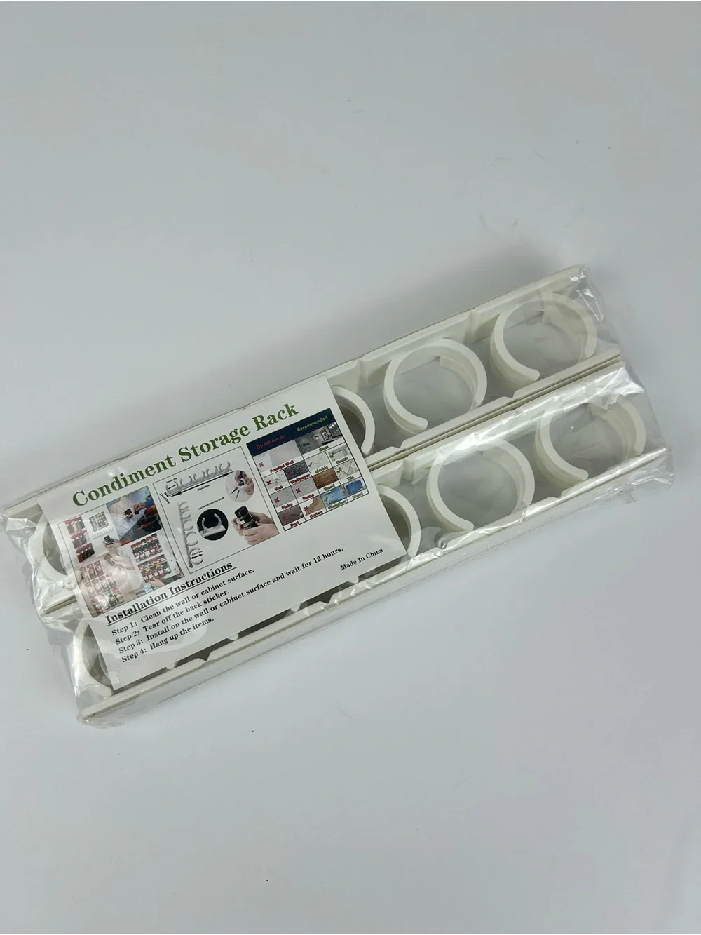 FINAL SALE! 4Pcs Wall Mounted Adhesive Kitchen Spice Jar Rack NEW