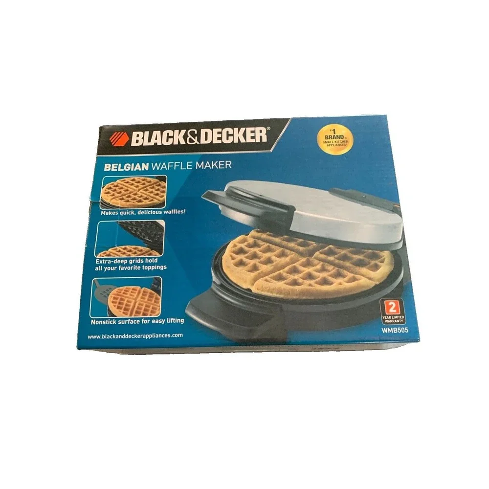 Black &Decker Belgian Waffle Maker Stainless Steel Nonstick Extra Deep Grids