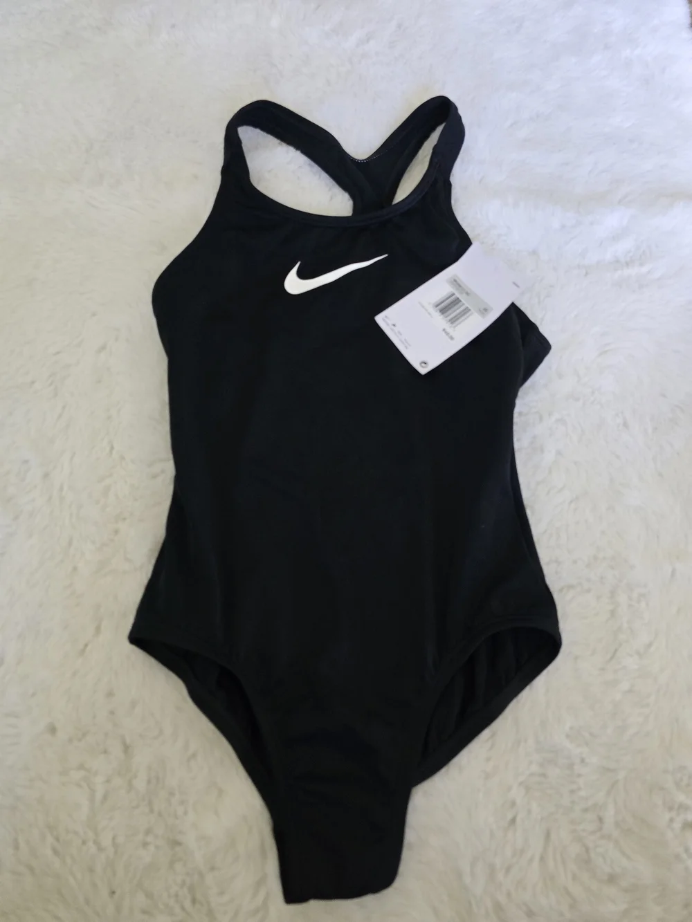 Nike Girls' Solid Black One-Piece Swimsuit