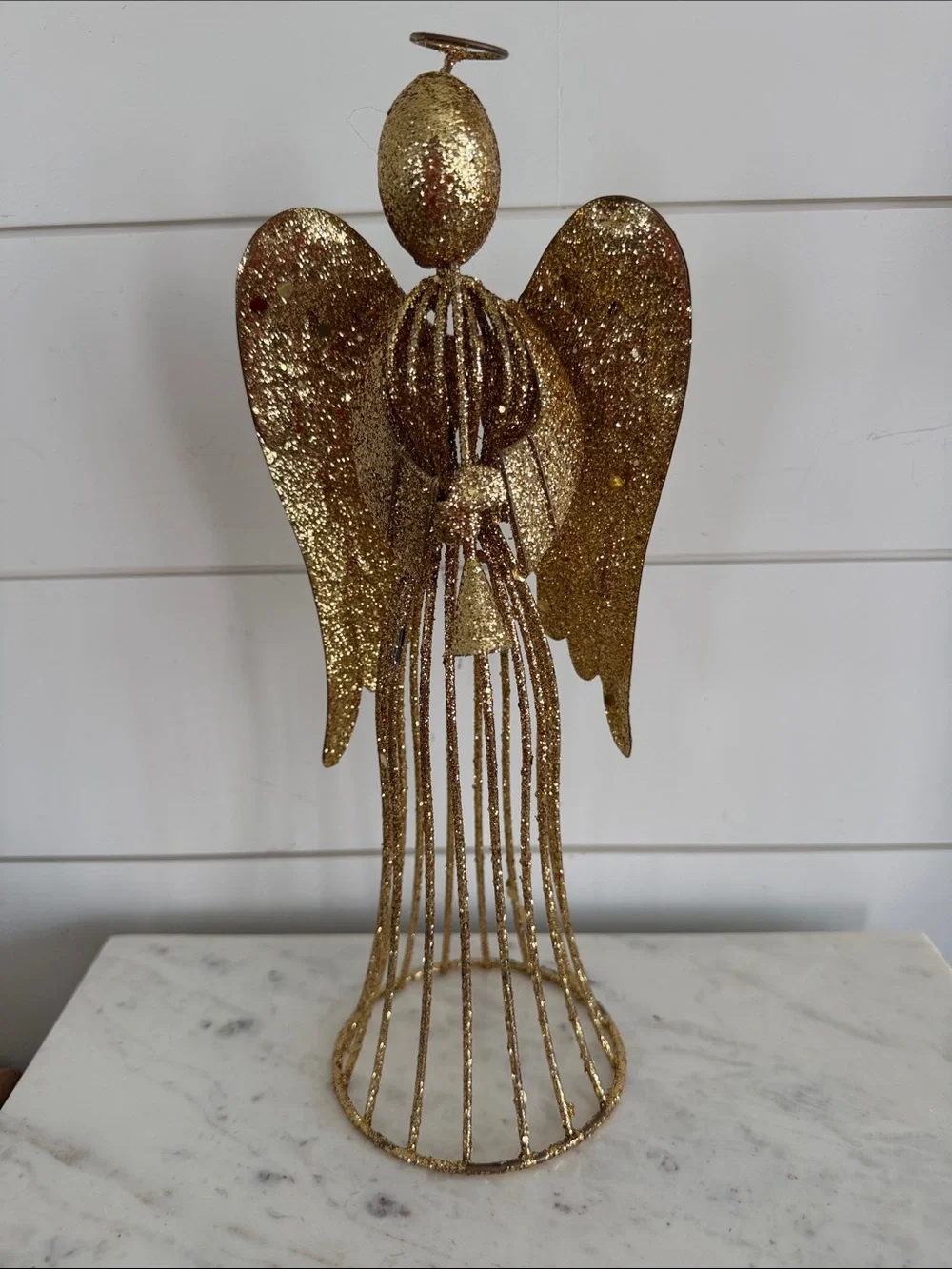 Pier 1 Gold Glitter Angel Tree Topper