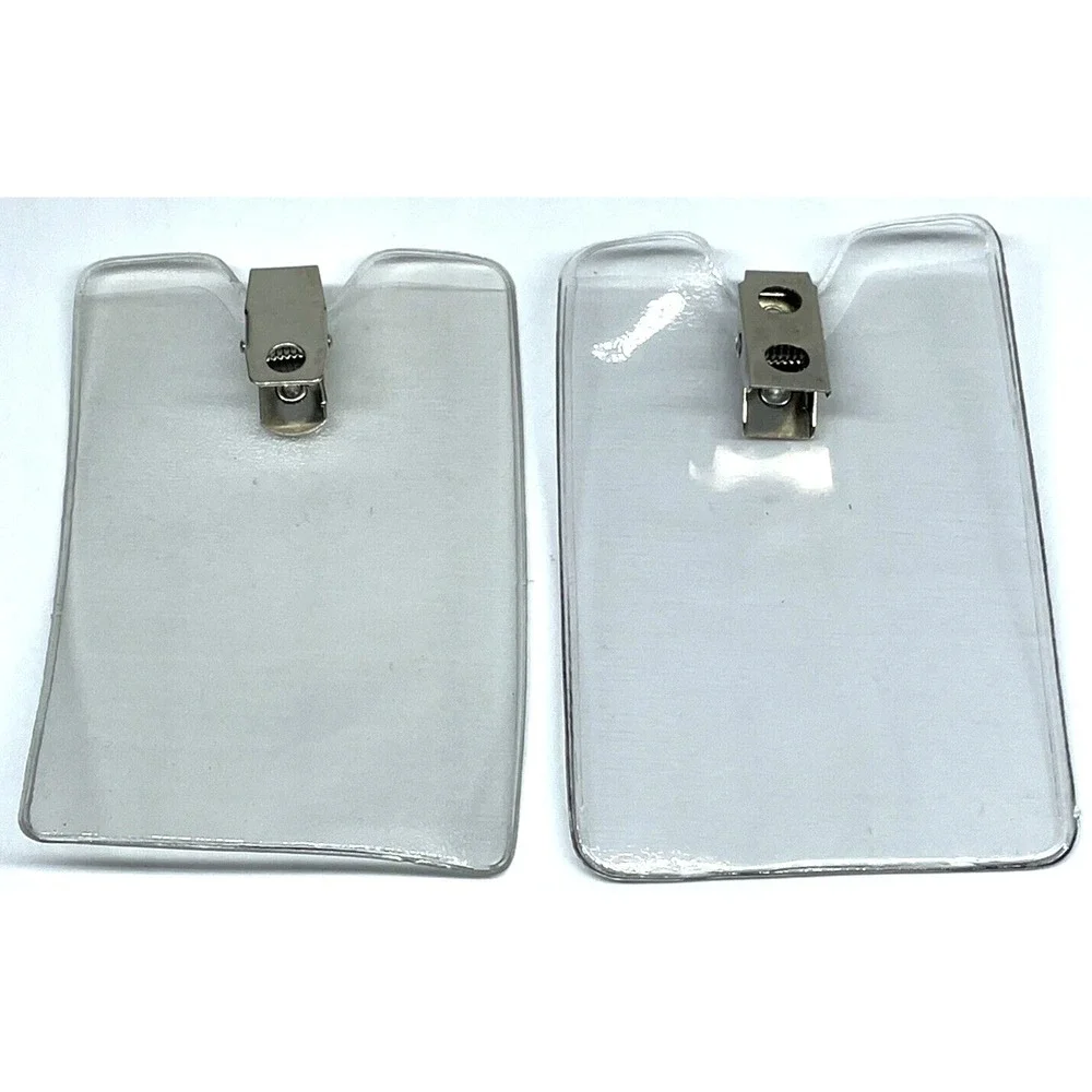 Clear Vinyl Vertical ID Badge‎ Holders Alligator Clips Thumb Notch Bulk Lot 328