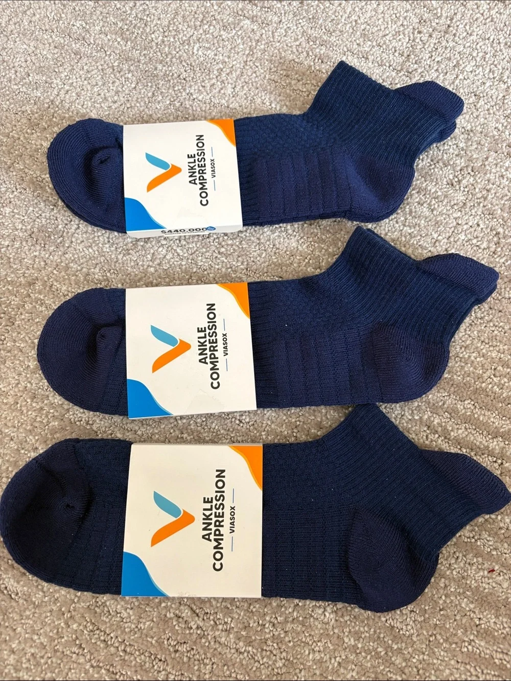 Men's Ankle Compression Socks - Navy (3-Pack)