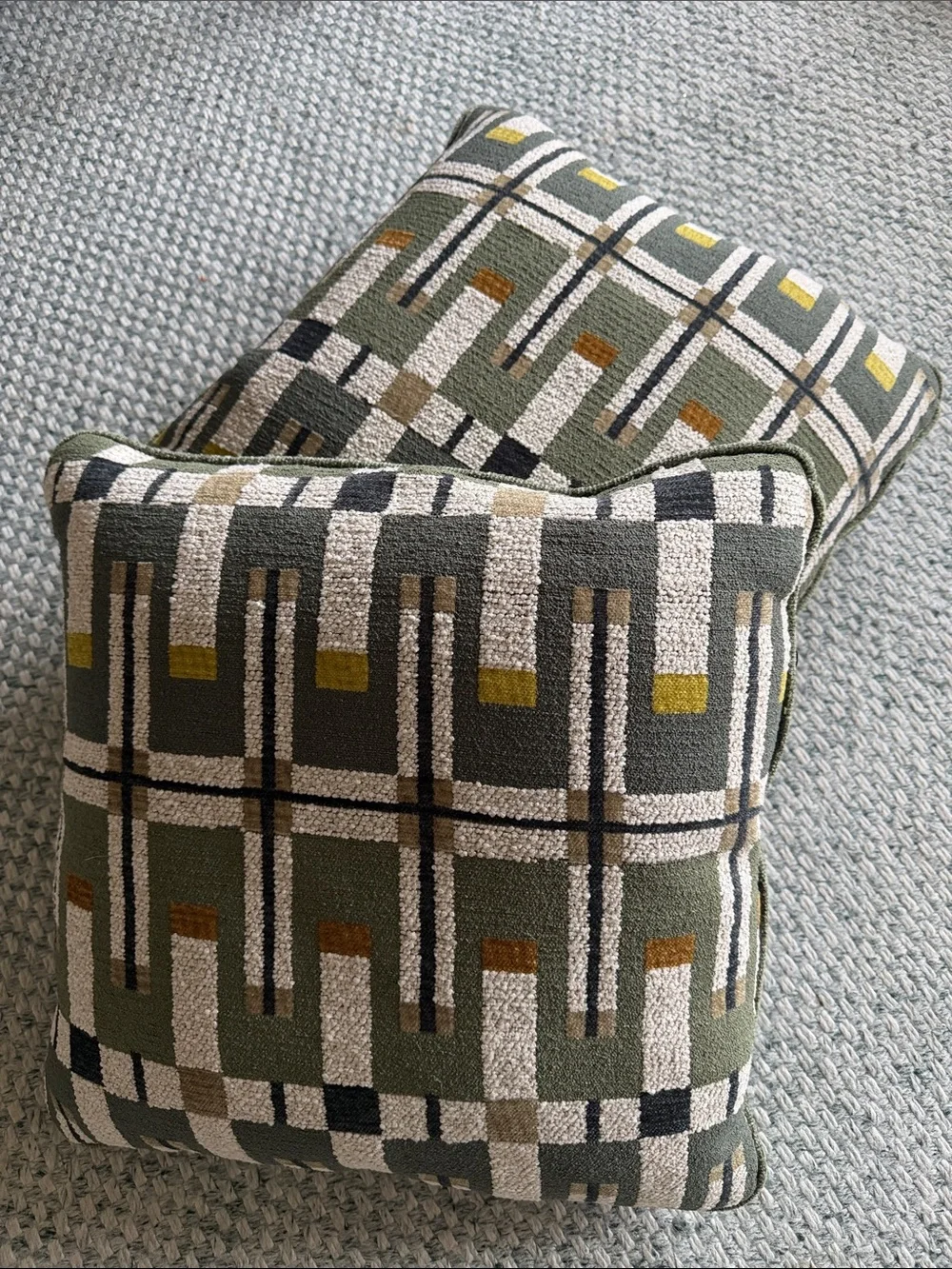 Geometric Olive Green Decorative Throw Pillow - Unknown Brand