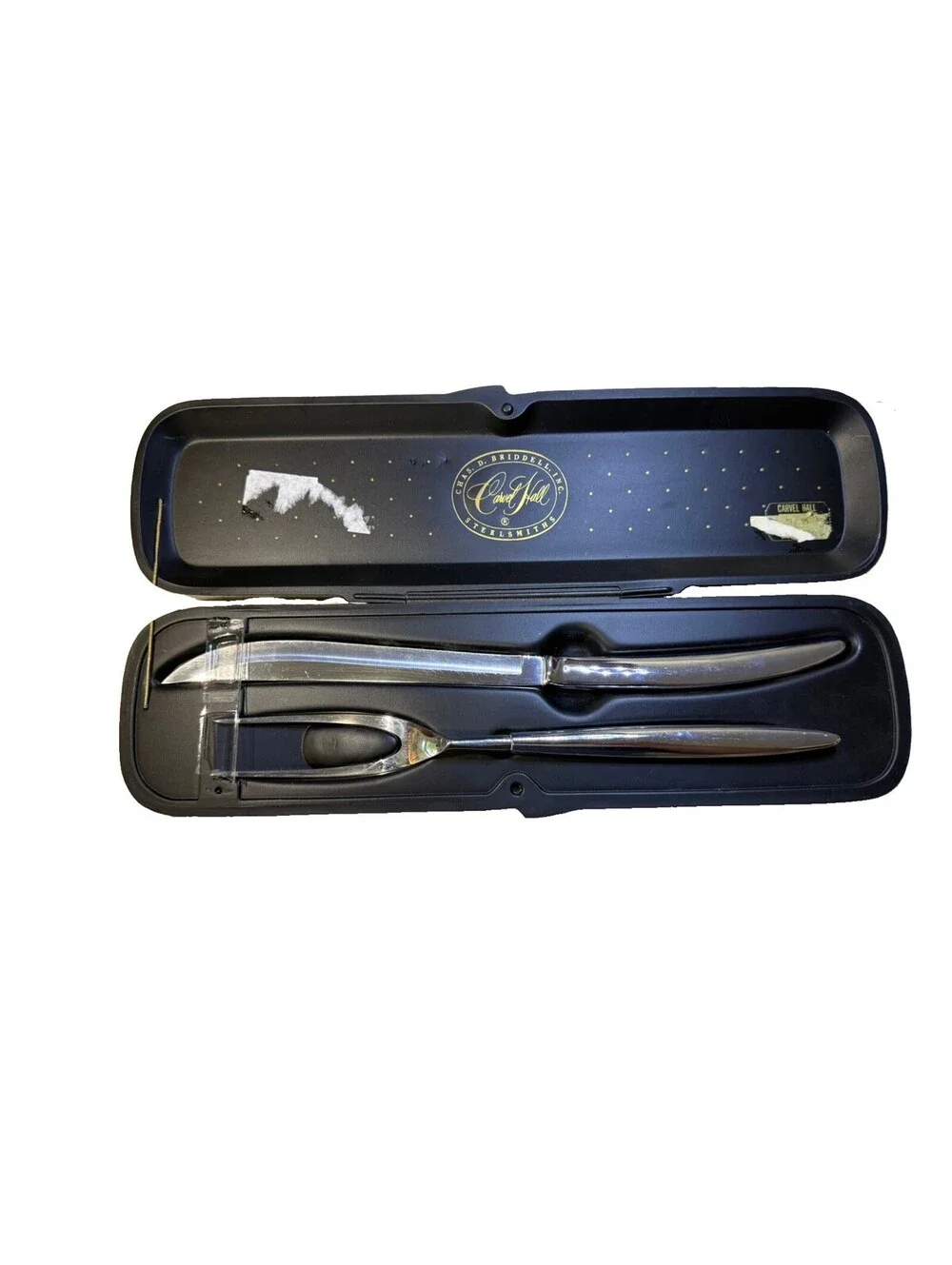 Vintage Carvel Hall 440 Stainless Steel Carving Knife Fork Set w/ Case