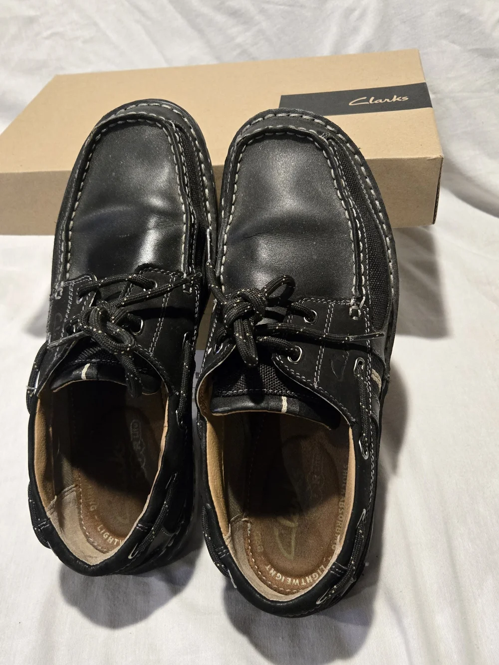 Clarks Men’s Black Leather Boat Shoes Size 8