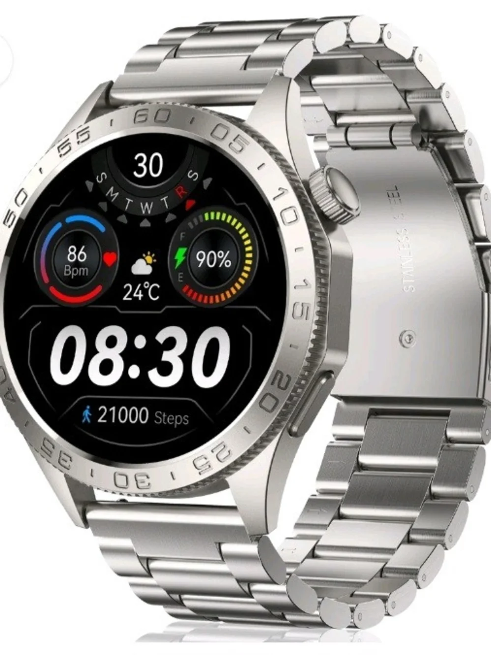 Smart Watch Stainless Steel Silver - Smart Watch